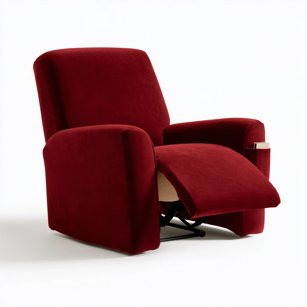 Housse extensible pour fauteuil relax en velours, coloris bordeaux