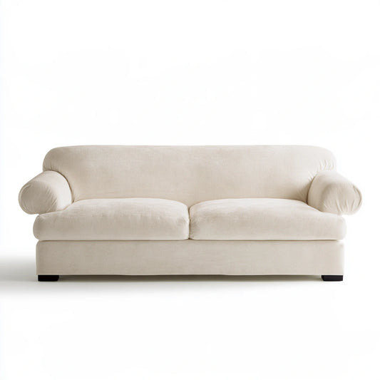 Housse extensible pour siège en velours, coloris crème