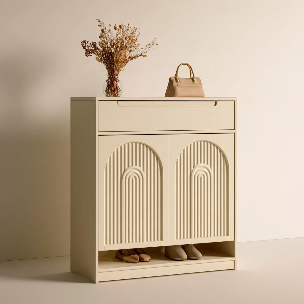 Meuble à chaussures en bois, coloris crème