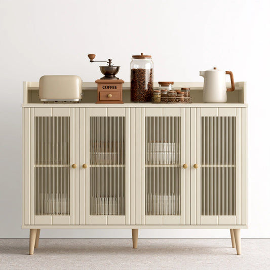 Buffet de rangement en bois, coloris crème