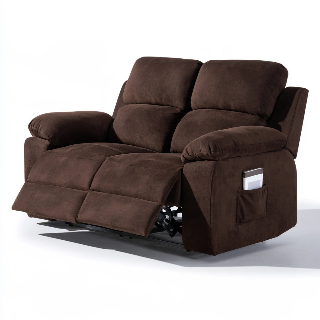 Canapé inclinable en velours, coloris brun foncé
