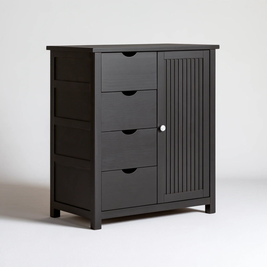Meuble de rangement en bois, coloris gris foncé