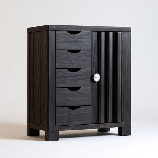 Meuble de rangement en bois, coloris gris foncé