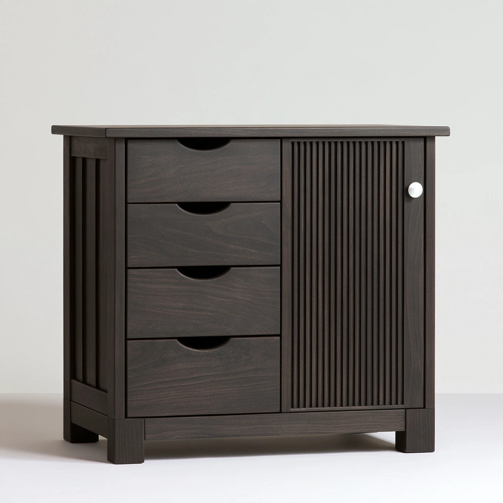 Meuble de rangement en bois, coloris gris foncé
