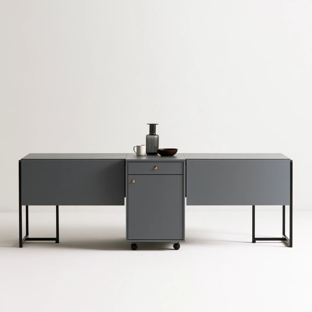 Table à manger pliante aux lignes épurées, coloris gris