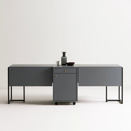 Table à manger pliante aux lignes épurées, coloris gris